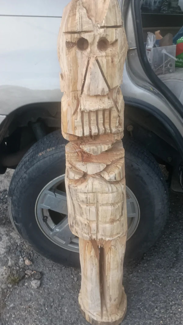 Large Two Sided Totem/Tiki Happy - Sad Ambrosia Maple