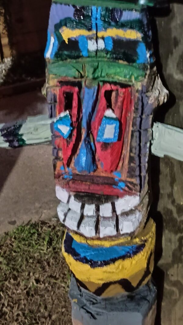Hand-Carved Wood Tiki Statue